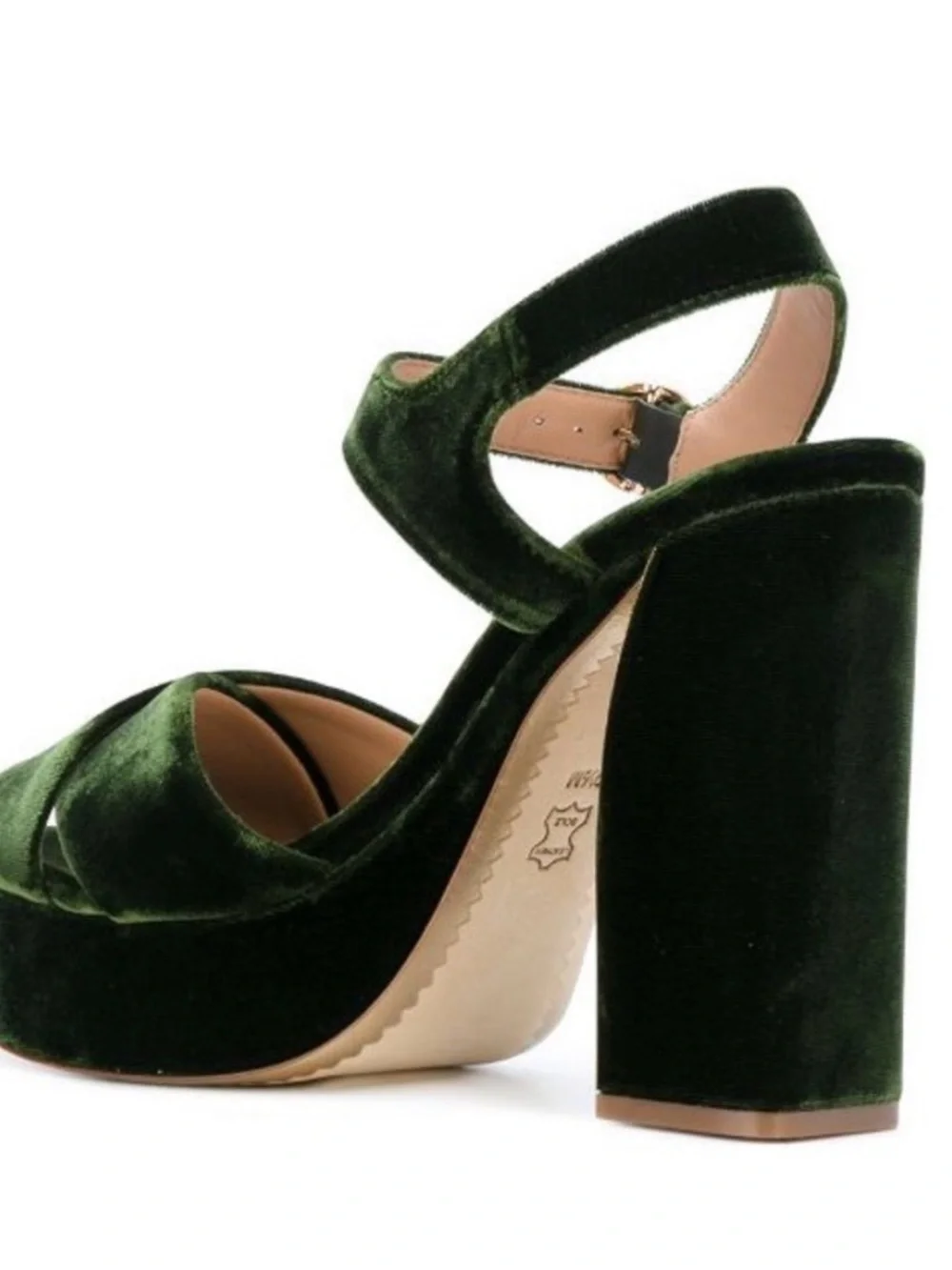 Tory Burch Loretta Dark Green Velvet Platform Heel Sandals (7.5)